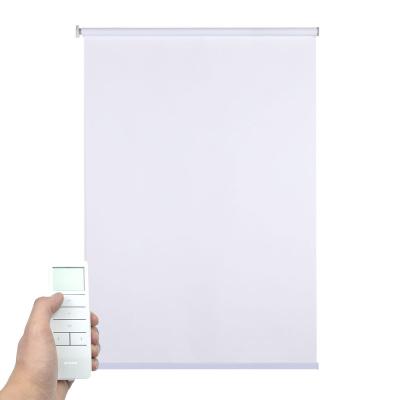 China Minimalist Motorized White Roller Shades Smart Electric Blinds Wireless Wifi Google Alexa Roller Blinds Motorized Blackout Day And Night for sale