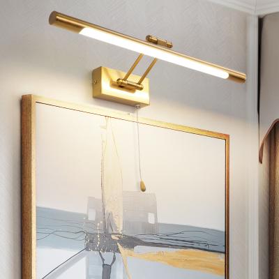 China Rotatable Light Double Angle With Pull Rope Switch Design LED 12W Mirror Brass Bathroom Lamps With Pull Switch Design Mirror Light Angle Adjustable Wall Lamp for sale