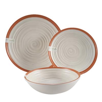 China Sustainable Terra Cotta Collection Hand Designs Stoneware Melamine Dinnerware Sets Porcelain For Kitchen for sale