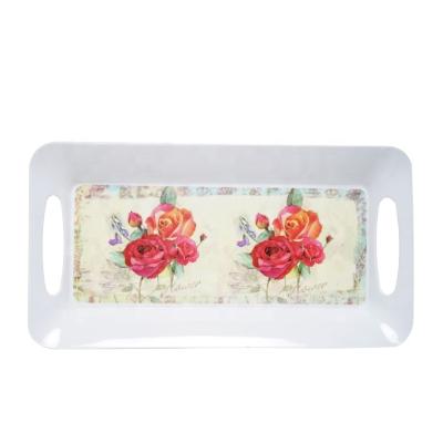 China Food Wholesale Customize Food Dessert Plastic Melamine Tray Serving Trays for sale