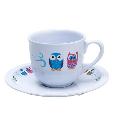 China Wholesale Unque Viable Form Cups Unbreakable Tableware Coffee Melamine Plastic Tea Cups And Saucers for sale