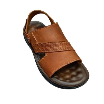 China Comfortable and soft good quality mid-thick sole flat with 3cm height increase genuine leather sandal for men for sale