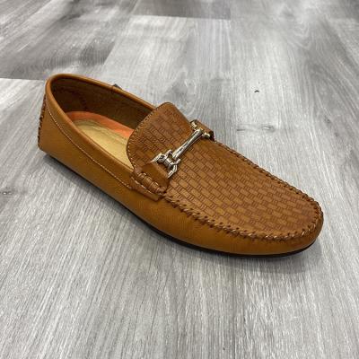 China Fashion trend bamboo mat pattern embossed PU leatherette men's shoes bamboo mat pattern embossed artificial PU men's soft soles shoes for sale