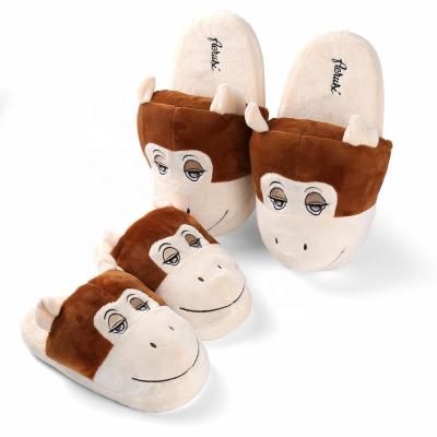 China Cotton Kids Slippers Durable Home Indoor Warm Bedroom Shoes Animal Monkey Plush for sale