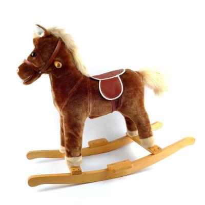 China Ride On Horse Balance Toy Plush Wooden Rocking Toy Giant Horse Plush Rocking Toy for sale