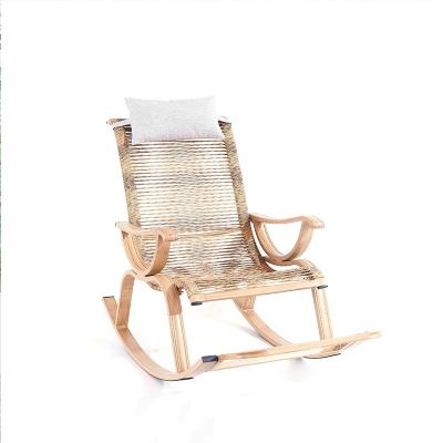 China American Wholesale Wood Color Rocking Chair Rattan Solid Wood Lazy Lounger Back for sale