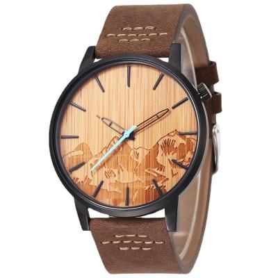 China 2022 New Men's Day/Date Men's Day/Date Bamboo Wooden Dial Quartz Watch 30m Steel Water Resistant for sale