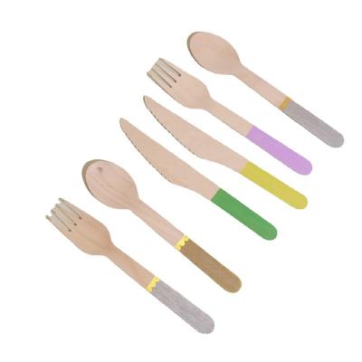 China Custom Disposable Wooden Tableware Family Gathering Degradable Tableware Cutlery 0083 for sale