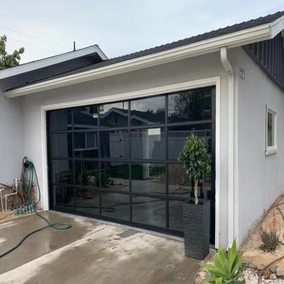 China Anti Theft Modern Villa Exterior Insulated Automatic Remote Control Aluminum Sectional Garage Full View Glass Door for sale