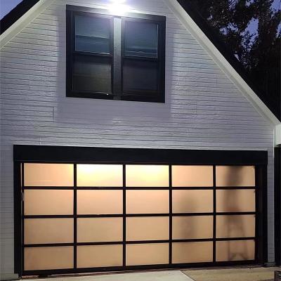 China Modern high quality aluminum electric frosted glass automatic garage door double tempered glass garage door manufacturer anti-theft for sale