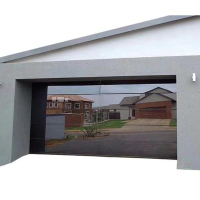 China Anti-theft garage door manufacture produce high quality frameless aluminum mirror garage reflective glass door for sale