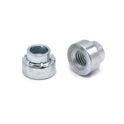 China Thread Bottom Socket Nut With Lip Iron Socket Nut Iron Pipe Interior Furniture Hardware for sale