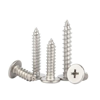 China Pan 304 Stainless Steel Cross Thin Flat Head Self Tapping Screws Thin Flat Round Self Tapping Flat Head Nail Tappi for sale