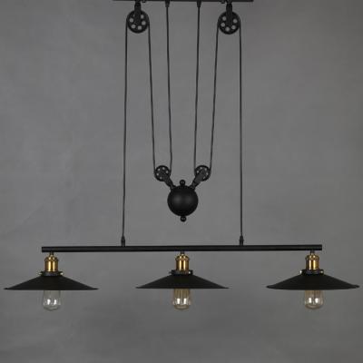 China Retro industrial American style wrought iron lamp restaurant bar balcony clothing store industrial three-head lifting chandelier for sale