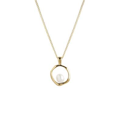 China Other Design Women Jewelry Simple Elegant Stainless Steel Natural Pearl Gold Plated Necklace for sale