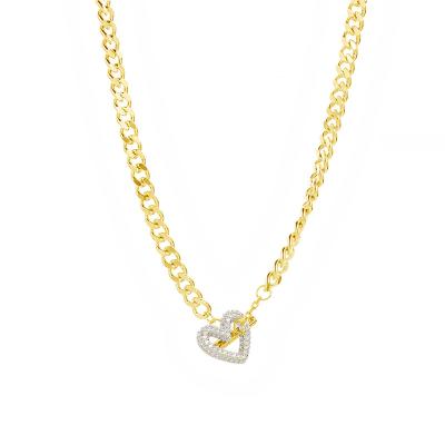 China Other Simple Design Elegant Custom Jewelry Gold Plated / Silver Plated Copper Zircon Heart Necklace Bracelet Set for sale