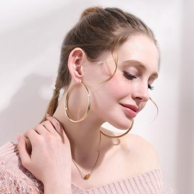 China Wholesale FASHIONABLE JAENONES Gold Plated Stainless Steel Hoop Earring Women Gold Hoop Earrings for sale