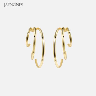 China JAENONES Wholesale Fashion 18k Gold Plating Stud Earrings Claw Open Hoop Earring Gold Hoop Earrings For Girl for sale