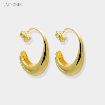 China Wholesale JAENONES TRENDY Fashion 18K Gold Plated Round Circle Cuff Clip Ear Clip Earrings Cut On Open Ear Studs for sale