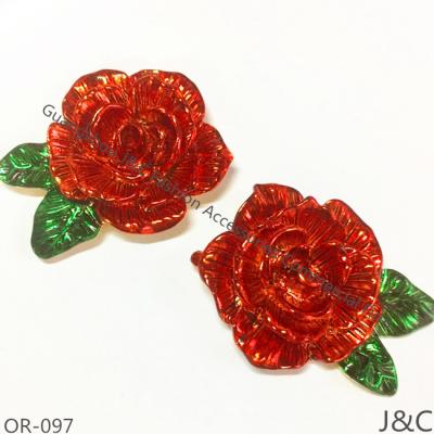 China Shoe Buckle New Pattern Red Color Zamac Rose Flower Shoe Ornament for sale