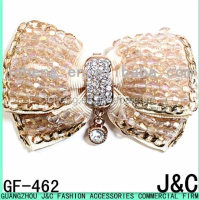 China Shoe Buckles Best Selling Light Gold Glass Beads Sew On Shoe Bows For Shoes for sale