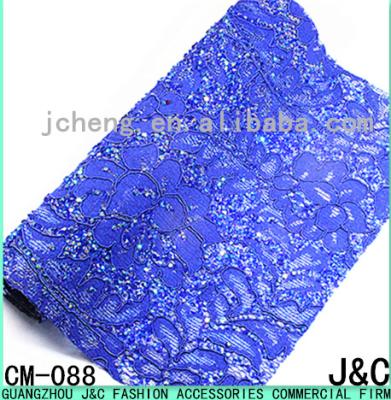 China Mesh 24*40cm Blue Color Lace Rhinestone Hot Fix Rhinestone Mesh for sale