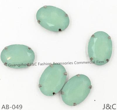 China Jelly 13*18 Oval Light Turquoise Acrylic Stone With Sew On Nickel Free Metal Cup for sale