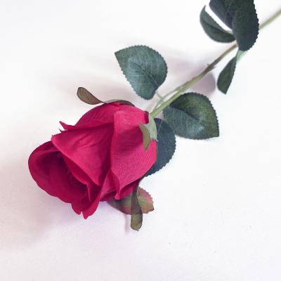 China Beautiful Colorful Cheap Single Stem Rose Flower Silk Rose Flower For Wedding Decoration for sale