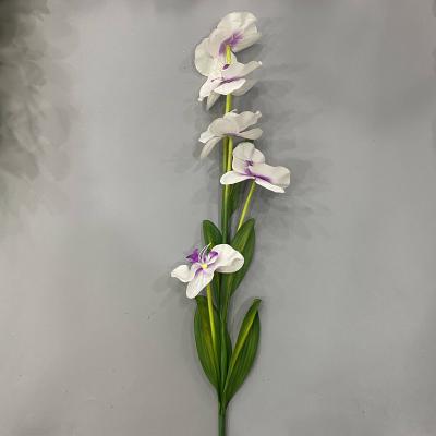 China Beautiful 5 Colorful Flower Heads Artificial Ochids Flower Silk Butterfly Orchids Phalaenosis Flower Wholesale for sale