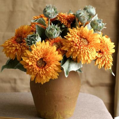 China Beautiful Colorful Luxury Pastoral Sunflower Bouquet Artificial Sunflower For Home Decoration for sale