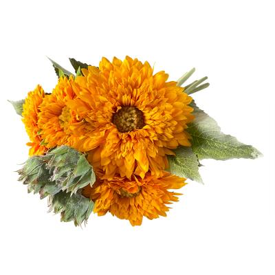 China Home Decoration Sunflower Bouquet Artificial Pastoral Five Head Sunflower Yellow Sunflower for sale