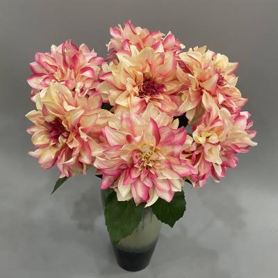 China Factory Direct Supply Home Party Decor Colorful Artificial Flower Beautiful Dahlia Silk Flower Wedding for sale