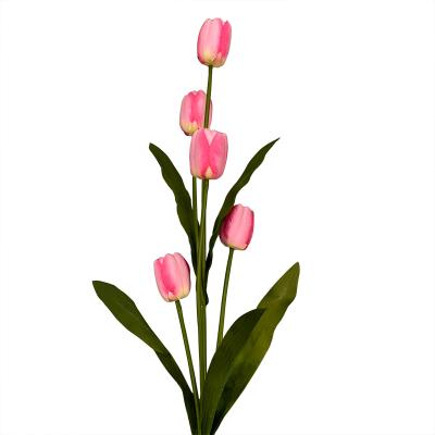 China Beautiful Long Stem Length 97CM Colorful Artificial Flower 5 Heads Tulip Flower Wholesale for sale