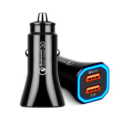 China 3.1A Multi-Function Car Charger QC3.0 New Car Charger Dual USB Car Charger Display Screen Fast Multi-Function QC 3.0 Car Charger for sale