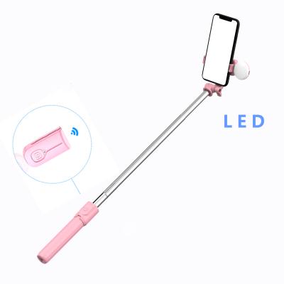 China 4in1 Aluminum Wireless Selfie Stick LED Ring Light Handheld Monopod Extendable Live Tripod for iPhone X 8 Android smartp for sale