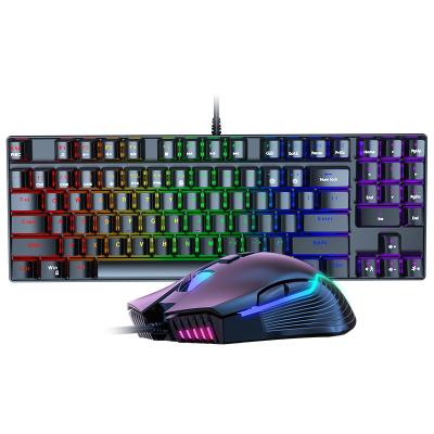 China Mechanical Backlit Luminescent Bilingual Mechanical Laptop Gaming Keyboard with Cable Mouse for Drop Shipper in 2021 for sale