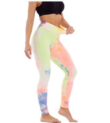 China Breathable Custom Logo Fitness Tie Dye Printing Yoga Pants For Women Gaiters for sale