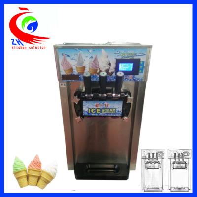 China 3 Color 2+1 Mixed Flavours Soft Commercial Ice Cream Machine With CE for sale