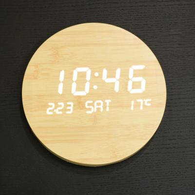 China New Creative Digital Calendars KH-WC083 2021 Wooden Wall Clock For Living Room for sale