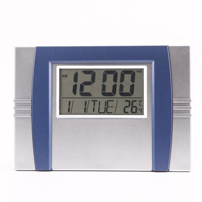 China Sizes KH-CL098 Large Plastic LCD Thermometer Calendar Digital Hanging Wall Clock With Date And Time for sale