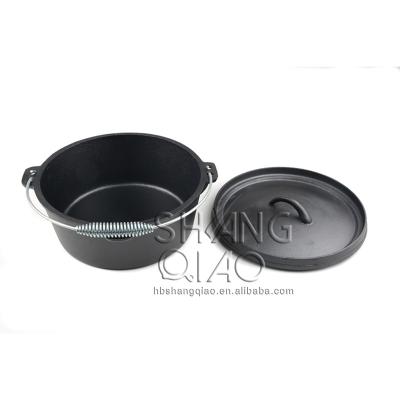 China Viable wholesale cookware good quality custom made black round enameled cast iron dutch oven with 2 handles and lids for sale