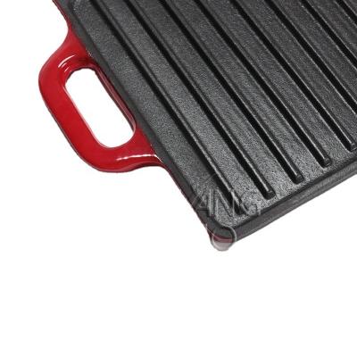 China Hot Selling Home Kitchen Grill Pan Enameled Reversible Cast Iron Griddle for sale