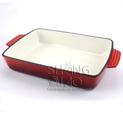 China Sustainable Professional Maker Rectangular Enamel Cast Iron Roasting Dish Bread Pan Mold for sale