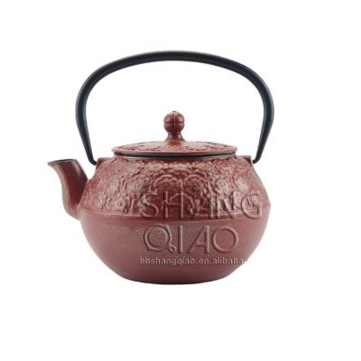 China Viable Ethiopian Cherry Blossom Pattern Cast Iron Teapot Teapot for Matcha Tea Japanese Homemade (650ml, Red) for sale