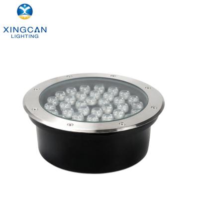 China Garden Die Casting Aluminum Body 9w 12w 18w 24w 36w IP67 LED Inground Round Light Recessed Led Underground Lamp for sale