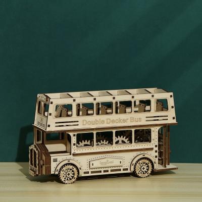 China Cartoon Toy Exploring Wisdom Manufacturer A Great Gift for Model Builders and Enthusiasts 3D Wooden Tour Bus for sale