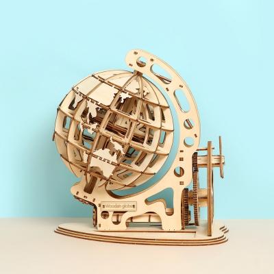 China Cartoon Toy Exploring Wisdom Manufacturer Self assembling DIY Brain Teaser 3D reader globe mechanical wooden puzzle for sale