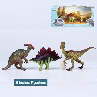 China Wisdom Exploring 3 Pieces 5 Inch Realistic Educational Dinosaur Figure Toy For Preschool Children 5 Inches Tall For Each for sale