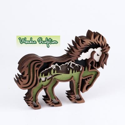 China Wisdom The Farm Exploring Made With Silhouette Wood Landscape Horse Animal Decoration For Home for sale