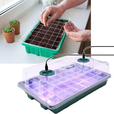 China Nursery Pots Lid Tray Sowing Propagator Kit Seed Grow Pots Plastic Pot Cheap Garden Nursery Flower Plant Led Lamp Mini Grow Seedling Trays for sale